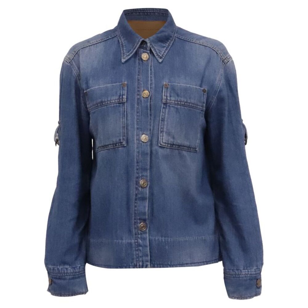 Victoria Beckham Button-Down Denim Jacket in Blue Cotton